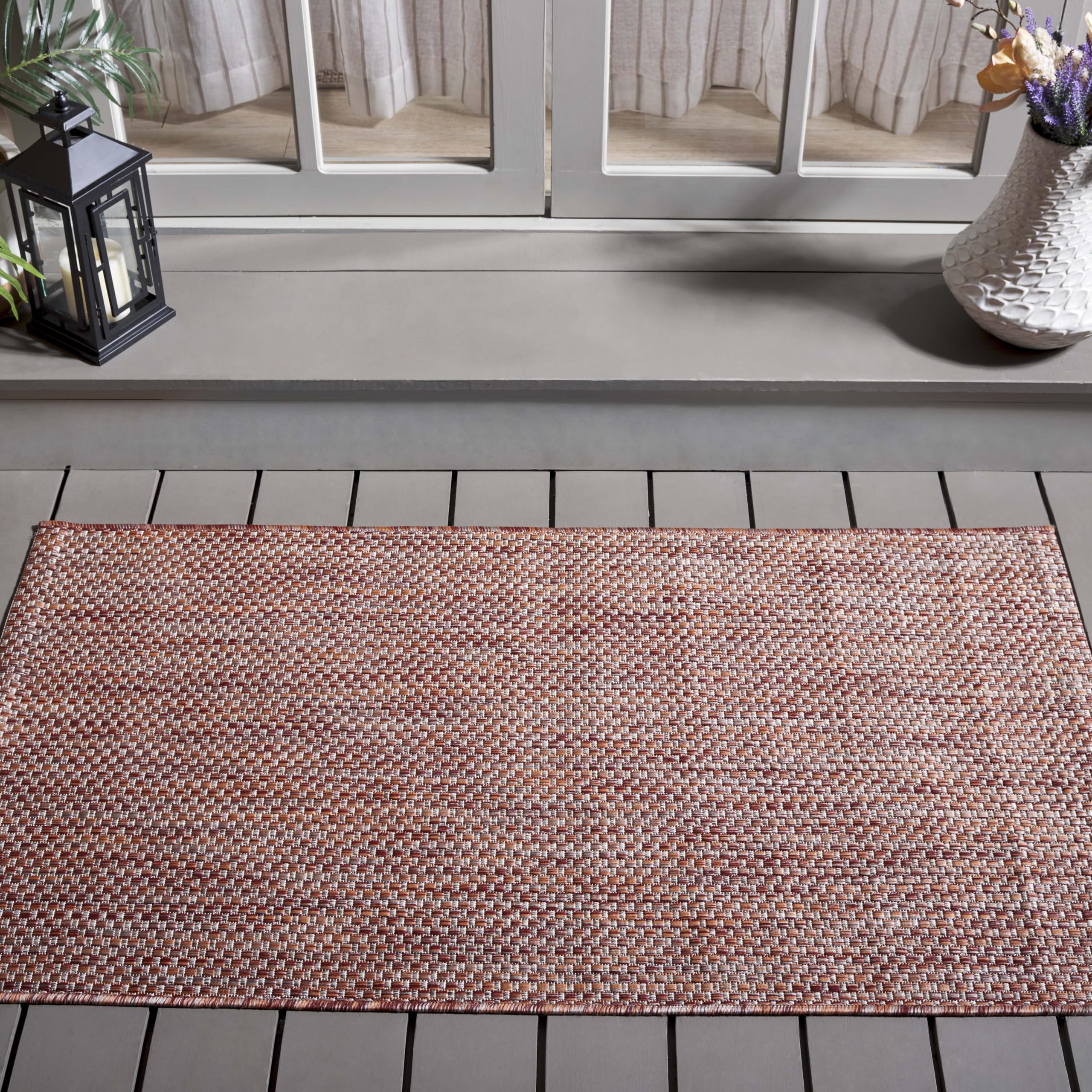 Safavieh Contemporary Indoor/Outdoor Woven Rectangle Area Rug, Courtyard Collection, CY8521, in Red / Beige, 79 X 152 cm for Garden, Patio or Any Outdoor Space
