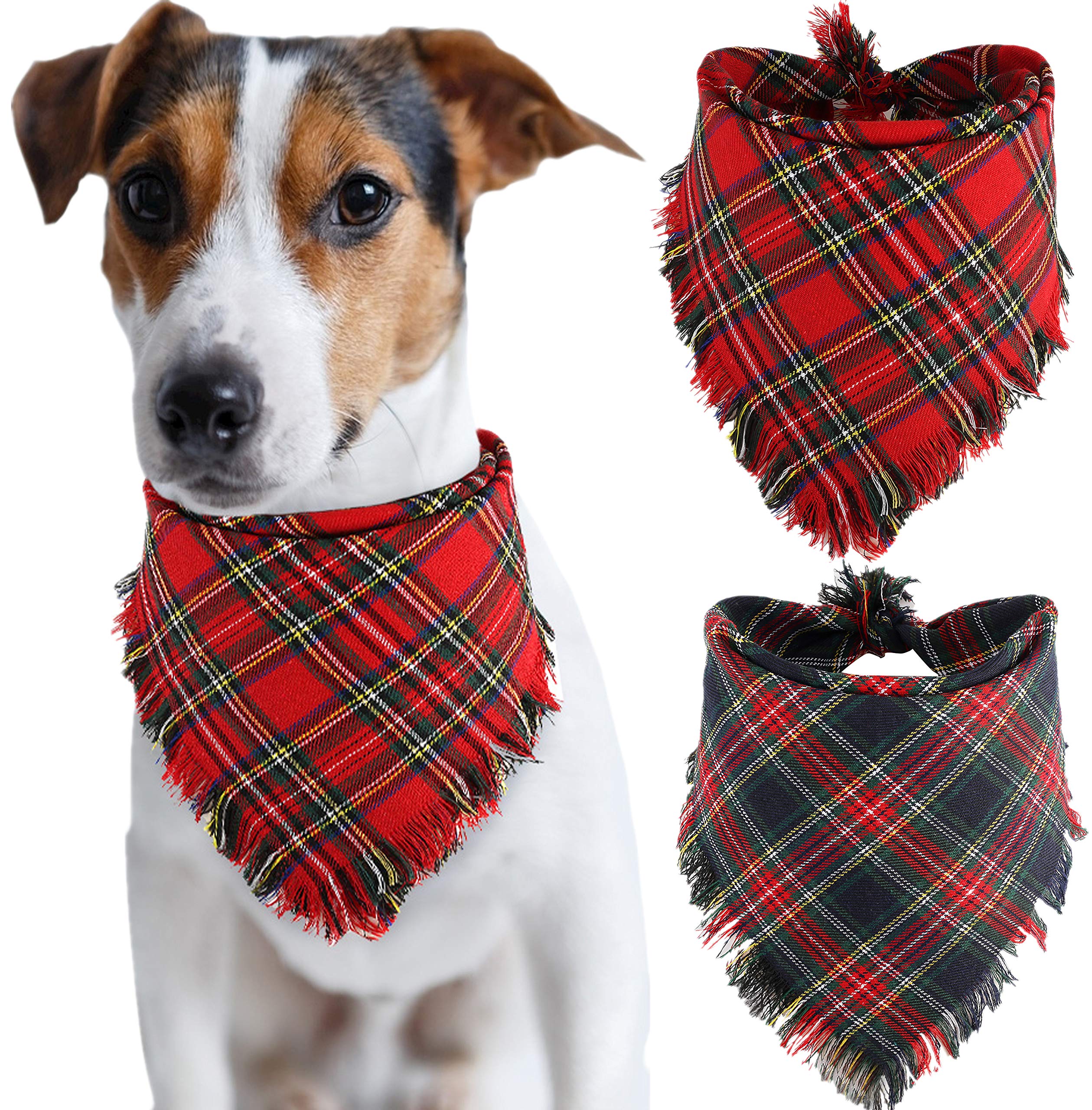 BoomBone Dog Bandana Christmas Plaid Bandanas for Dogs,Triangle Bibs Pet Scarf Accessories