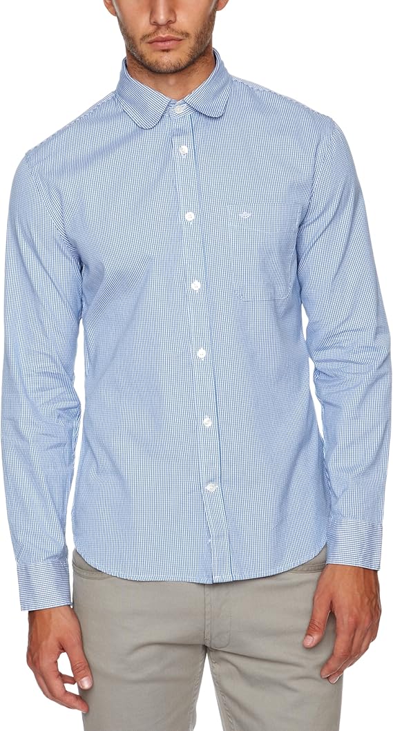 dockers Club Collar Oxford Men's Shirt Blue Check Small Amazon.co.uk