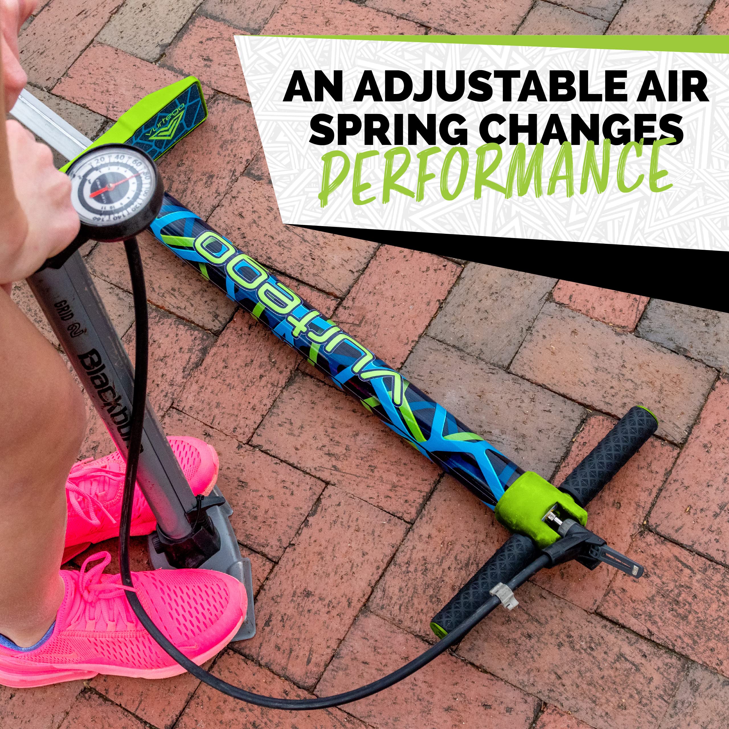 Vurtego Slingshot Pogo Stick – Patented Air-Powered Adjustable Spring for Controlled Jumps Over 5ft, Pogo Stick for Kids Age 5 and up, and Adults, Outdoor Toys, 40 to 180lbs, Durable, Lightweight