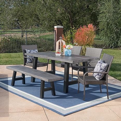 Amazon Com Madison Outdoor 6 Piece Stacking Grey Wicker