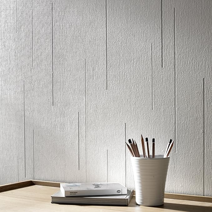 Super fresco Linear White Stripe Wallpaper Amazon.co.uk Kitchen & Home