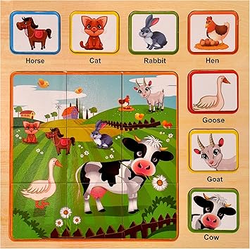 Toyshine Wooden Puzzle Toy, Educational and Learning Toy - Animals Puzzle