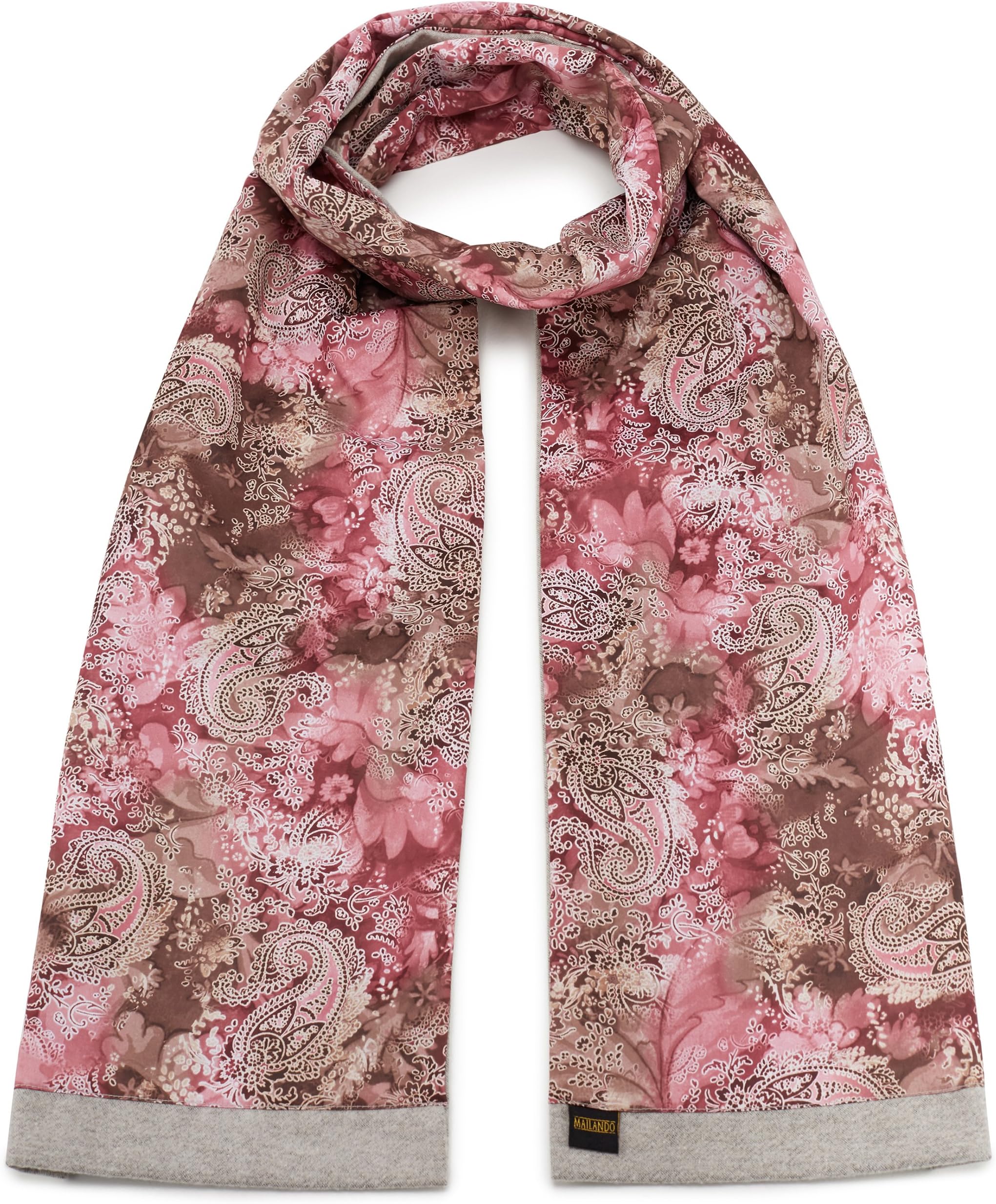 MAILANDO Women's Cotton and Silk Scarf, red – light grey