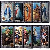 Catholic Set - 10 Holy Prayer Cards, New Plastic: Benedict, Jude, Michael, Christopher, Holy Family, Guadalupe, Miraculous, Grace, Undoer of Knots, Divine Mercy