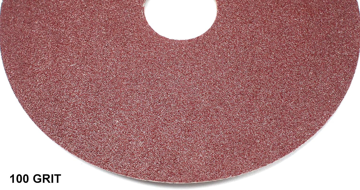 Elitexion Aluminum Oxide Resin Fiber Discs, 100 Grit, 60 Grit, 50 Grit, 40 Grit, 4.5 inches Diameter x 7/8 inch Arbor Hole, Pack of 20 - - 
