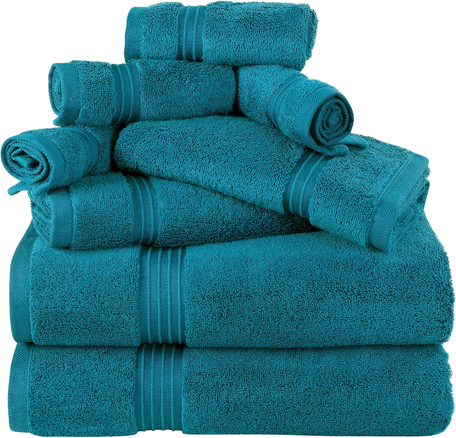 Bliss Casa 8 Piece Bath Towels Set Premium Quality Highly Absorbent Combed Cotton Luxury Towels Includes 2 Bath Towels, 2 Hand Towels and 4 Washcloths (Navy): Home & Kitchen