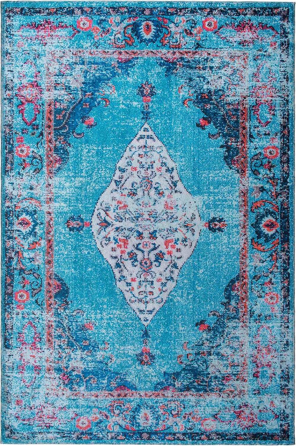 Mylife Rugs Traditional Vintage Non Slip Machine Washable Distressed