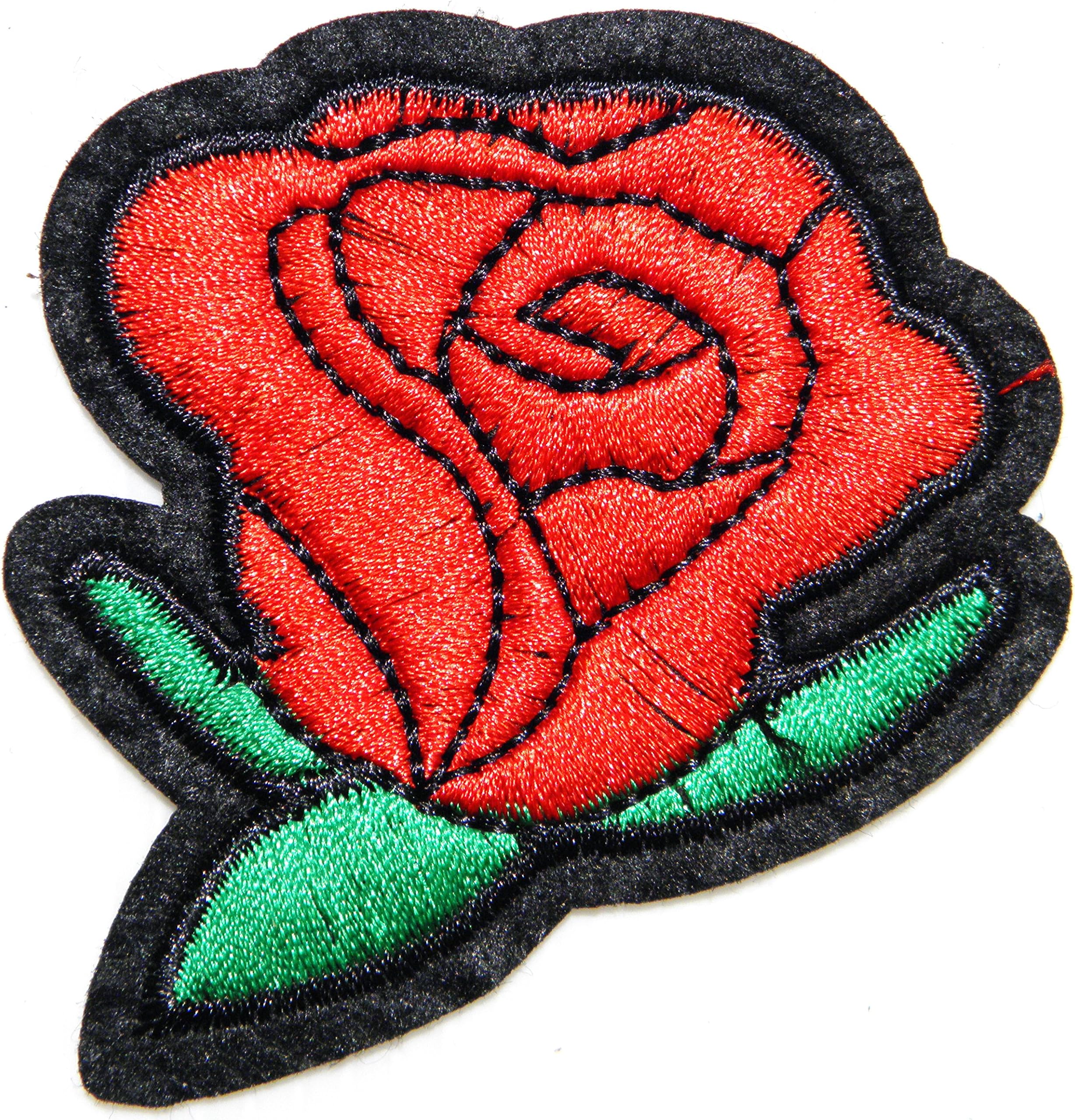 Red Rose Flower Valentine's day Lover Craft Shiny Patch Sew Iron on Embroidered Applique Craft Handmade Baby Kid Girl Women Sexy Lady Hip Hop Cloths DIY Costume Gift Clothes Accessories