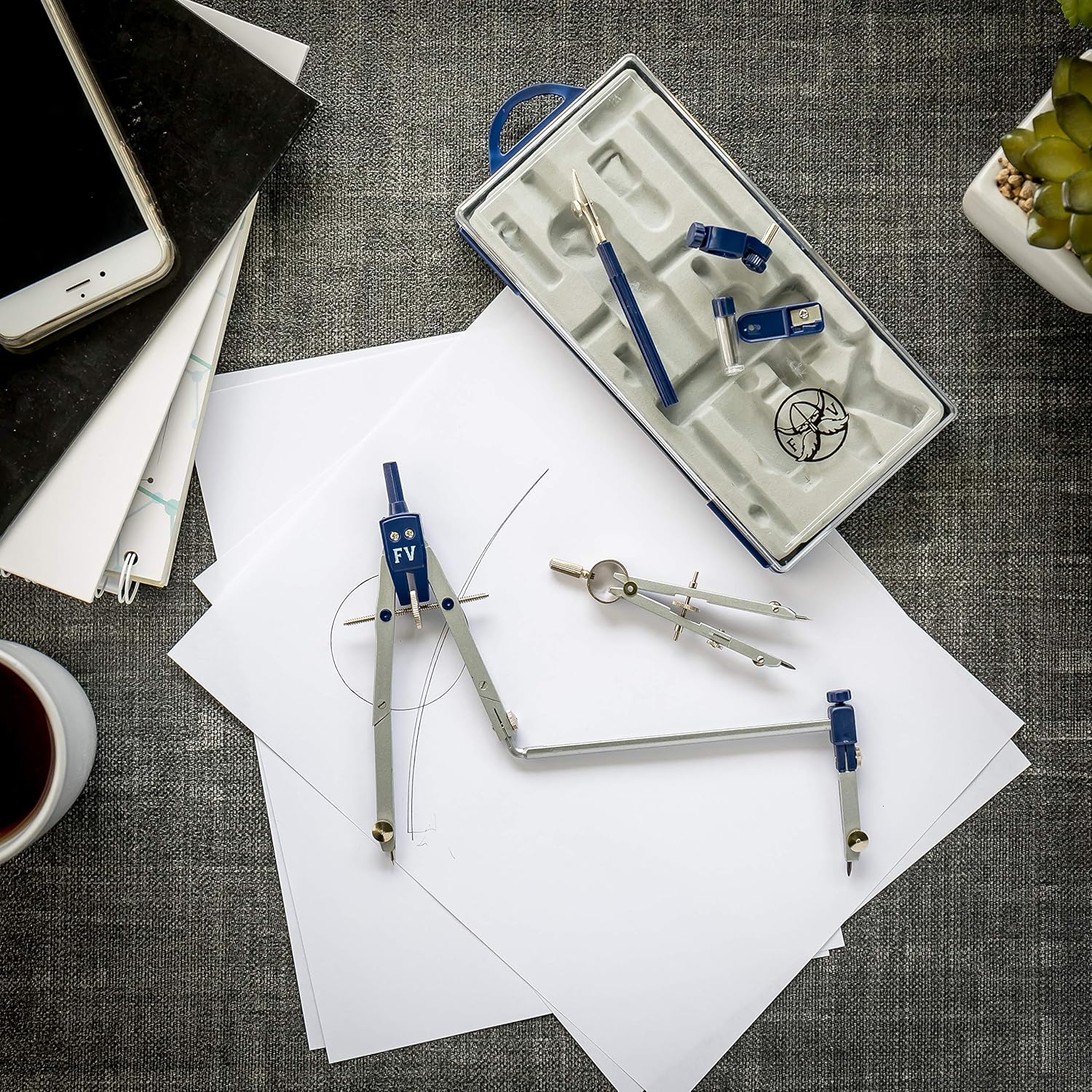 Drafting Compass for Geometry Set - Drawing Compass Geometry Set for Drafting, Math and Making Circles with Large Extension Beam for School, Drafting, Engineering and Architecture : Office Products