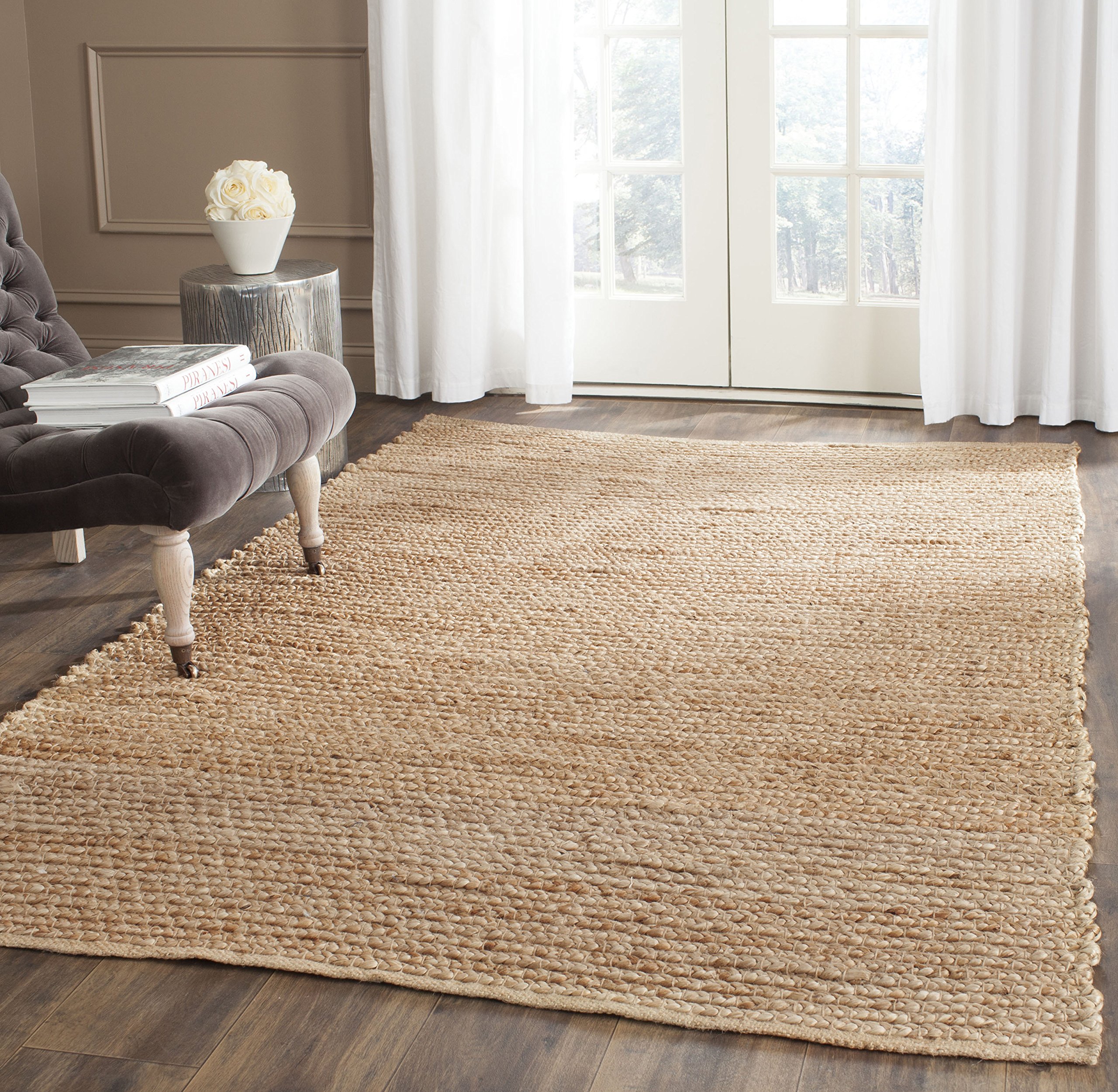 SAFAVIEH Cape Cod Collection Area Rug – 5′ x 8′, Natural, Handmade Braided Jute, Ideal for High Traffic Areas in Living Room, Bedroom (CAP355A)