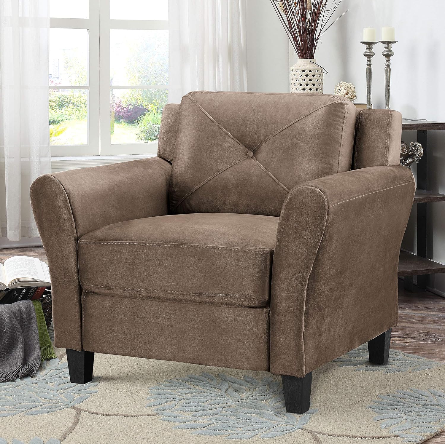 Lifestyle Solutions Collection Grayson Micro-fabric Chair, Brown: Furniture & Decor