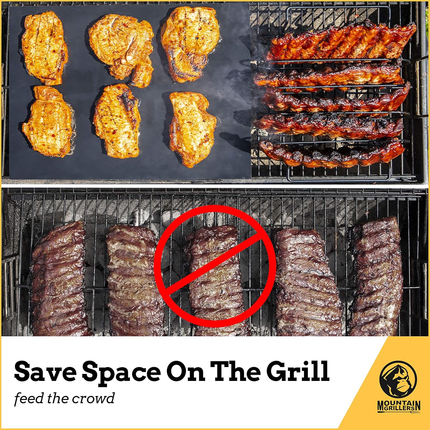 Rib Racks for Smoking - BBQ Rib Rack for Gas Smoker or Charcoal Grill - Non Stick Standing Rib Rack for Grilling & Barbecue - Holds 5 Baby Back Ribs - Black : Garden & Outdoor
