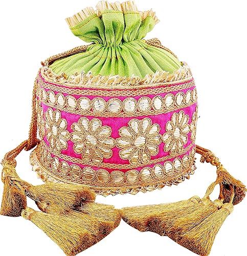 Bombay Haat Ethnic Rajasthani Gota Patti Potli Bag, Bridal Clutch, Purse for Party, Wedding, Wedding Gift
