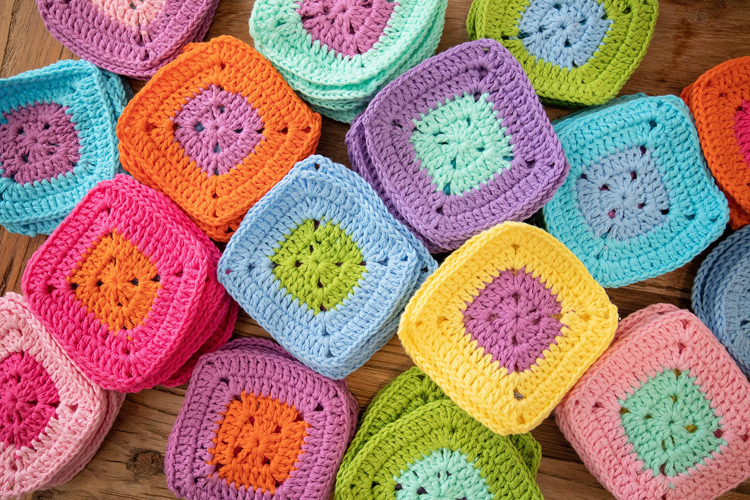 Studio Sam Pure Cotton Yarn Set for Knitting and Crochet. Pack of 10 Skeins, Total 1850 Yards. Great for Baby Blankets and Clothes. Boho Brights Collection.