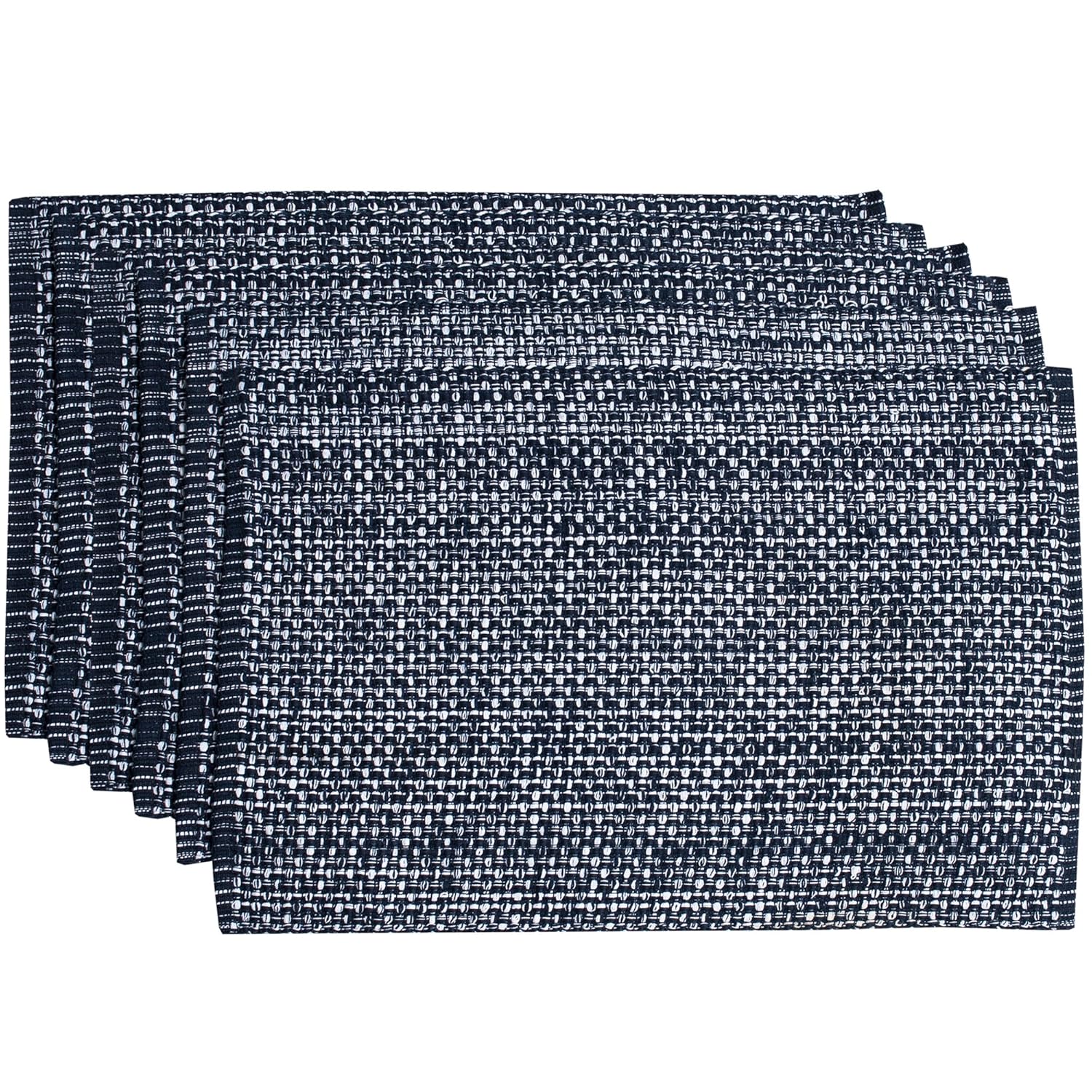 Sweet Home Collection Trends Two Tone 100% Cotton Woven Placemat (6 Pack), 13"x19", Navy