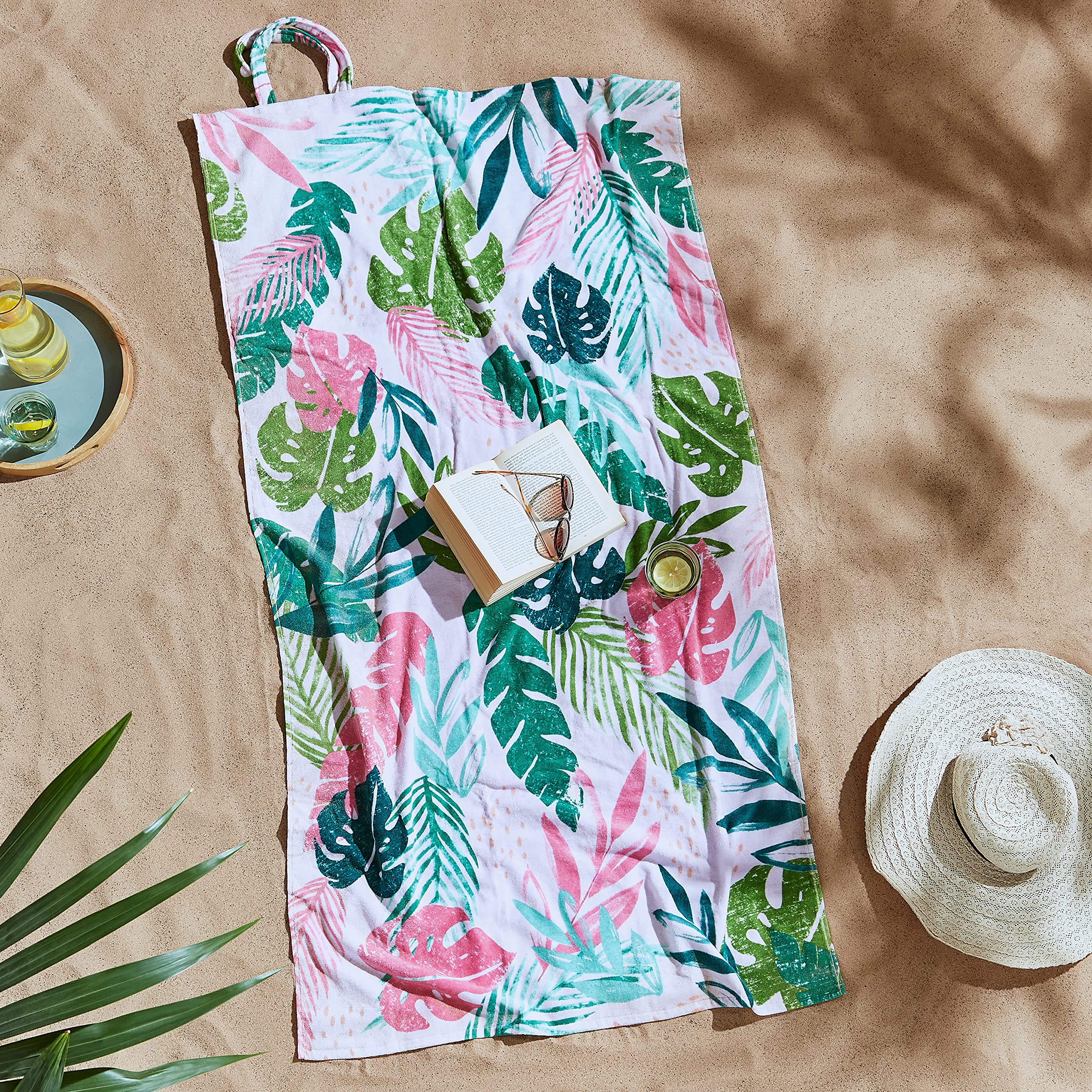 Catherine Lansfield Tropical Palm Cotton Beach Towel in a Bag — image 1