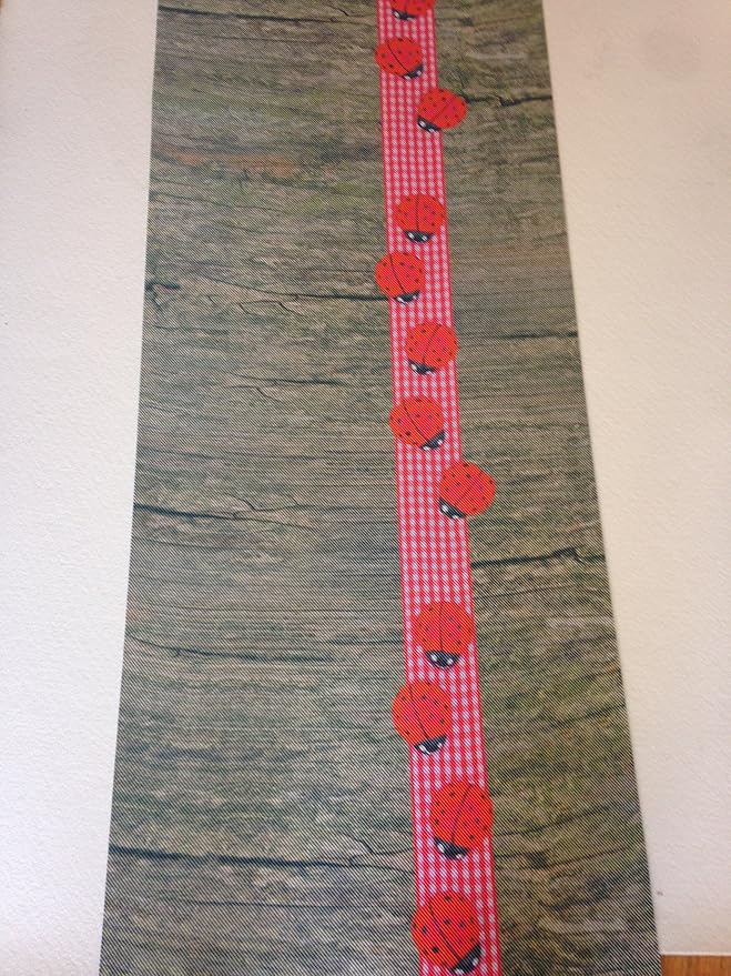 title=Tappeto cucina A METRO coccinelle colore legno e rosso larghezza 52 cm