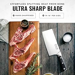 Cutluxe Cleaver Knife - 7" Meat Cleaver, Butcher