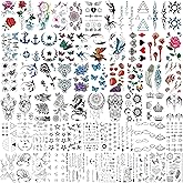 COKTAK 64 Sheets Variety Tiny Waterproof Temporary Tattoos For Men Women, Moon Star Butterfly Birds Planets Fake Tattoos For Kids Adults, Arm Neck Face Letters Temp Tattoo Temporary Tatoos Sticker Set