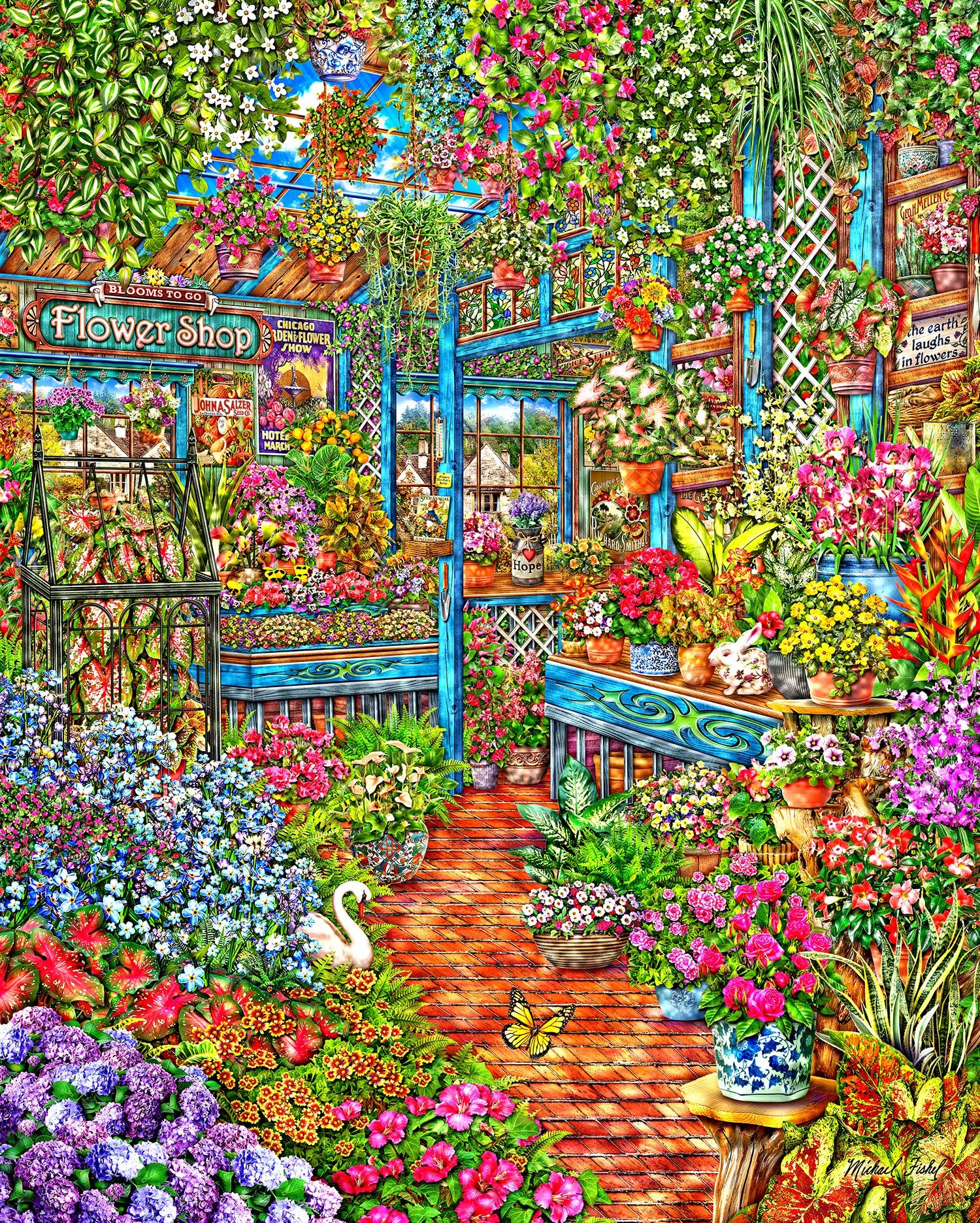 Springbok's 500 Piece Jigsaw Puzzle Blooms To Go - Unique Cut Pieces