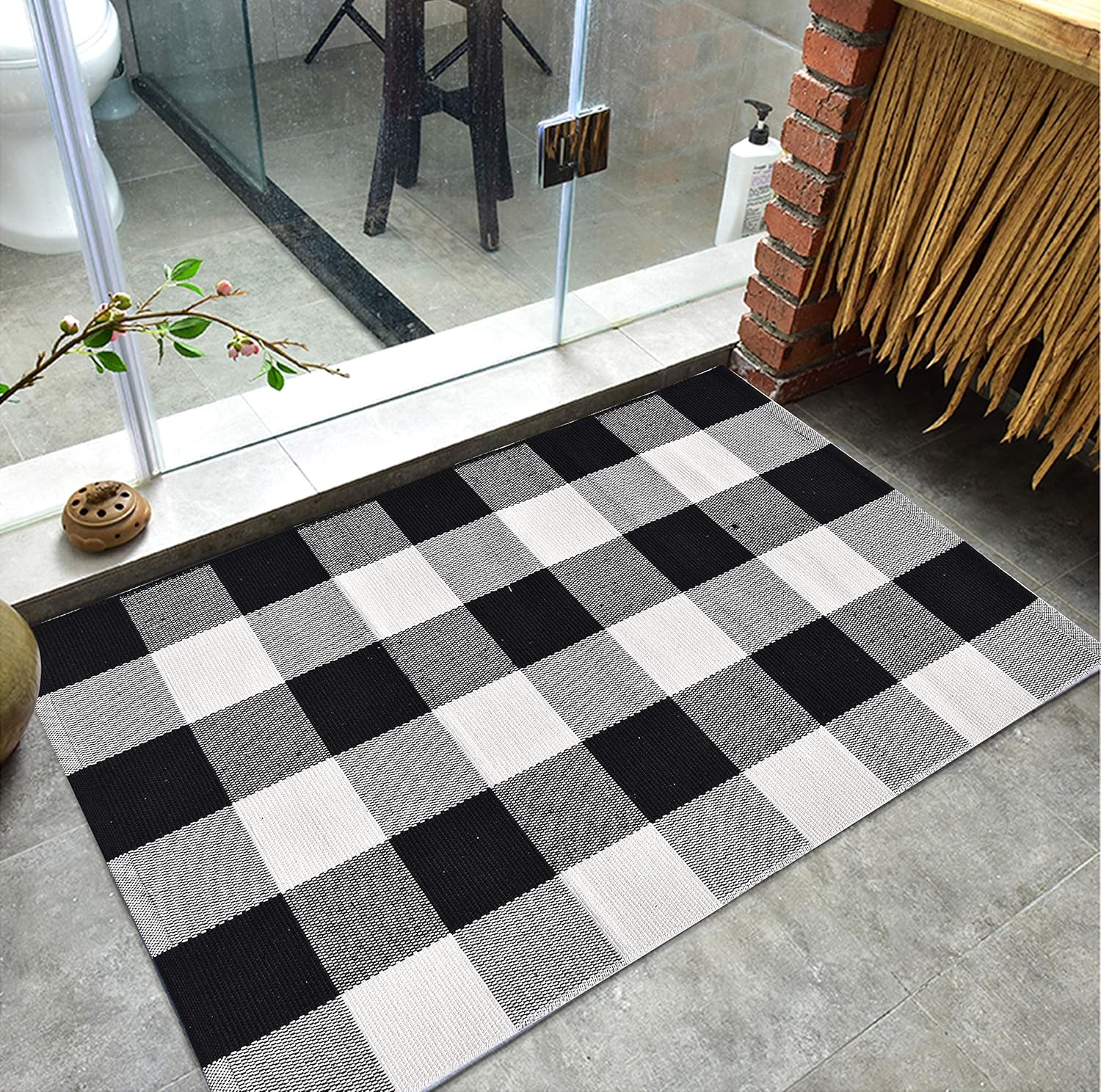 Buffalo Check Plaid Rug Black and White Buffalo Plaid Rug