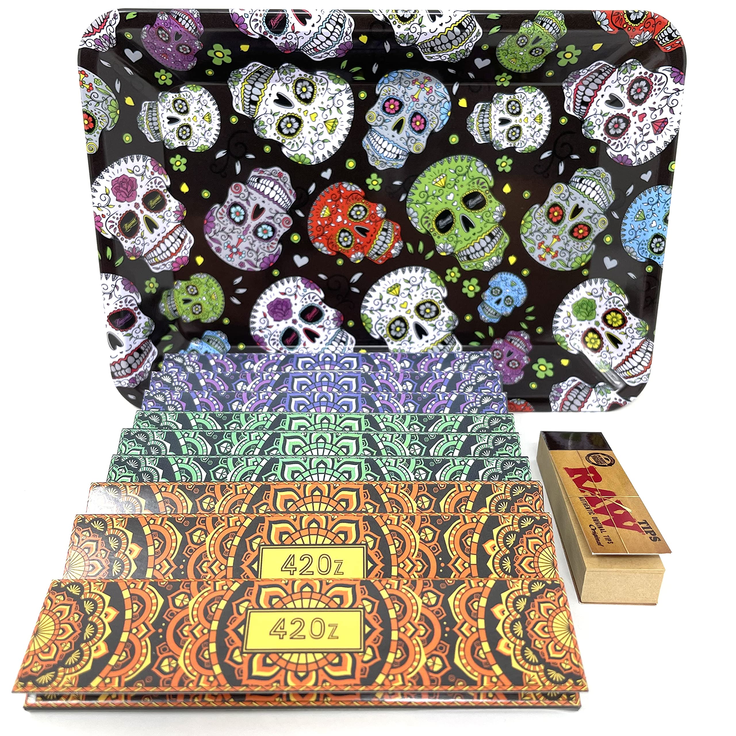 Reds Day of the Dead Mini Tray with 9 Pack and 1 Filter Tips KS Slim Papers