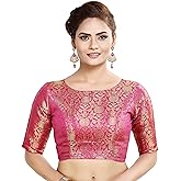 Madhu Fashion Womens Traditional Benaras Brocade Readymade Stitched Saree Blouse