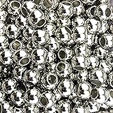 200 Acrylic Large Hole Beads for Crafts 10mm x 12mm Acrylic Barrel Beads with 5.7mm Large Hole, Shiny Silver