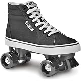 Patins à Roulettes Quad Roces Chuck Style Classique Toile Noir Et Blanc - Taille UK 5 (environ 38), Occasion