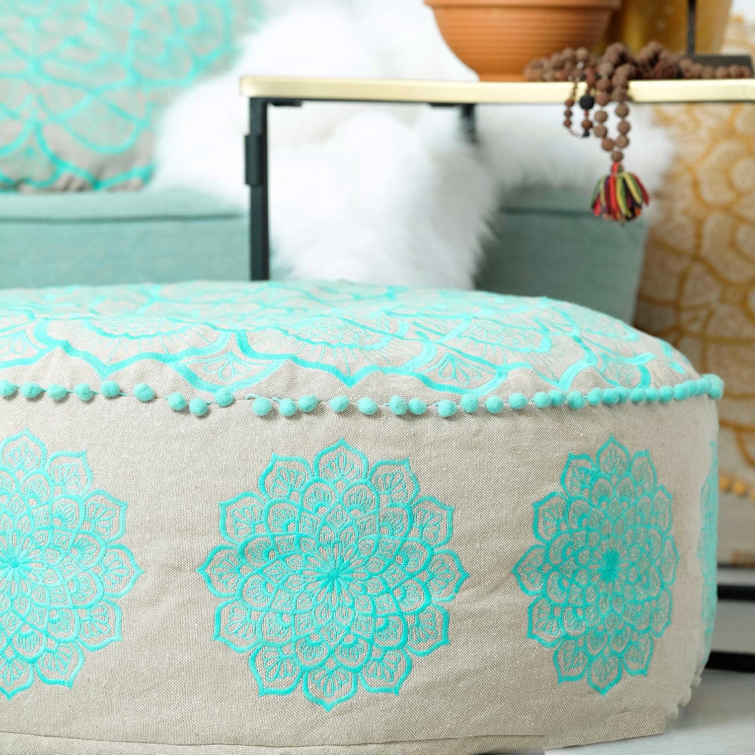 Home Artisan Room Decor Pouffe Luxury Mandala Life ART Bohemian Pouf