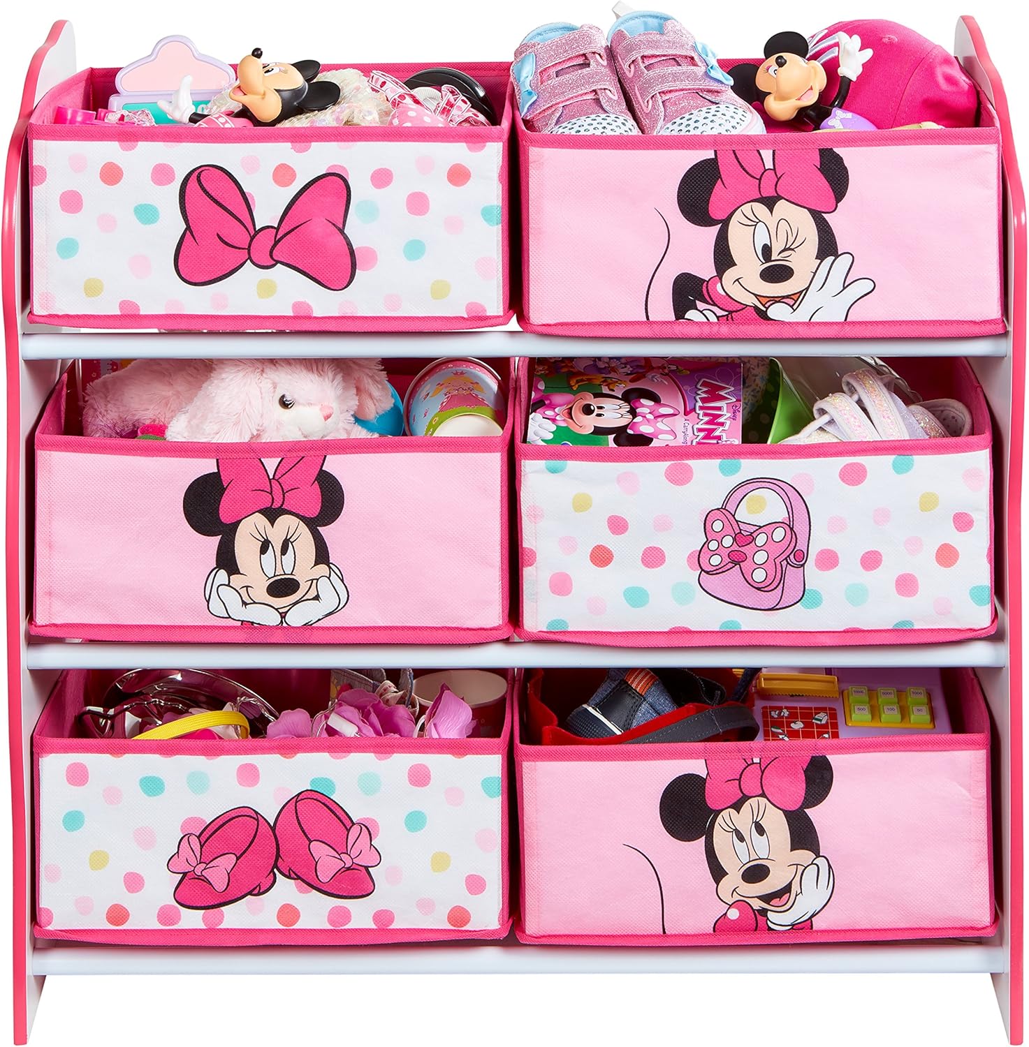 Disney Minnie Mouse Kids Bedroom Toy Storage Unit with 6 Bins by