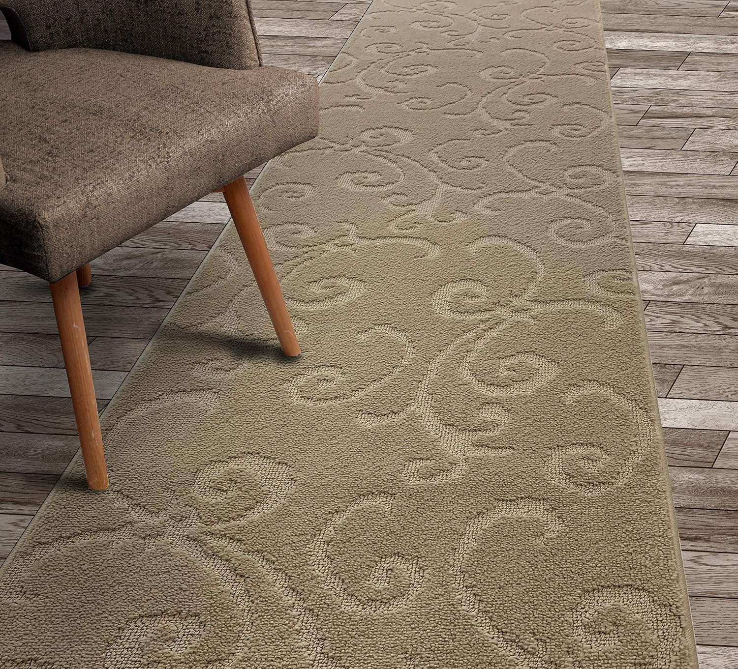 Amazon Com Custom Length Hallway Carpet Runner Rug Slip Resistant 26 Inch Wide X Your Choice Of Length Scroll Ivory Cream 26 Inch X 10 Feet Sold And Priced Per Foot Kitchen Dining