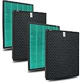 4-Pack 400/400S True HEPA Filter Replacement Filter For Coway AIRMEGA Max2 400/400S 400 400s 400(G) 400s(G) Air Purifier, Max 2 Green H13 True HEPA and Active Carbon Filter Set (Part# AP-2015-FP)