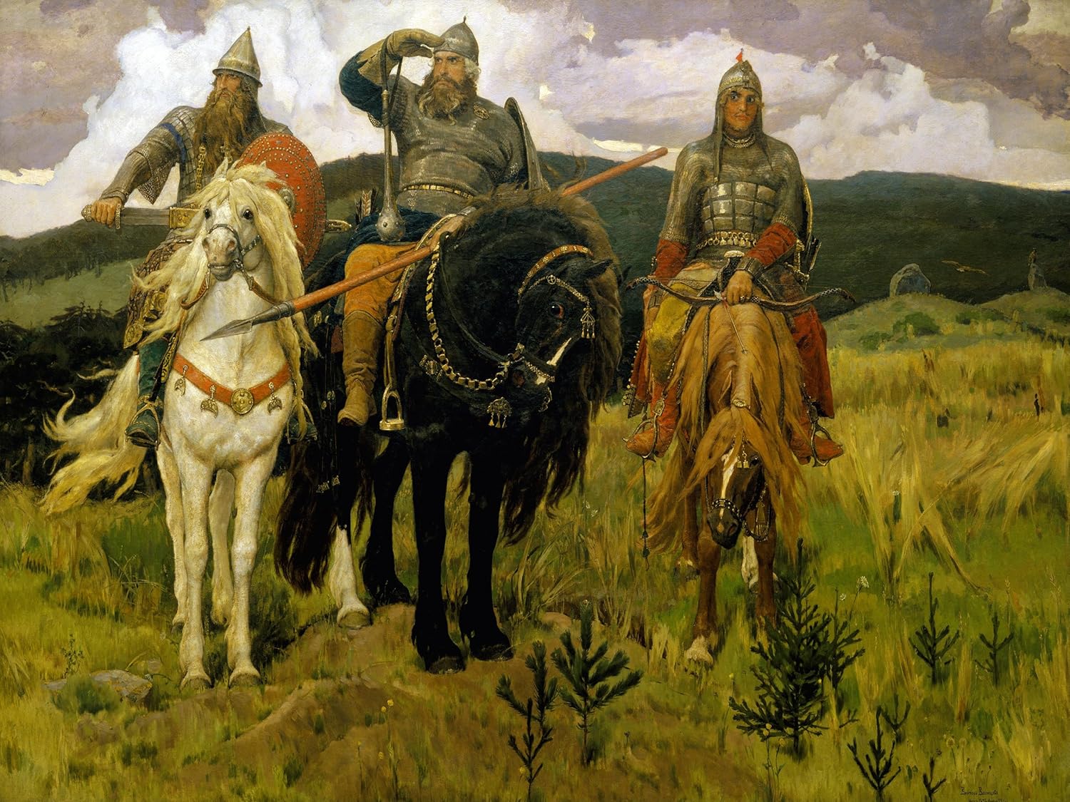 Three heroes horse V. Vasnetsov Tile Mural Kitchen Backsplash Art Marble Ceramic