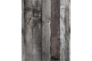 Yun-aeon Natural Wood-Dark Grey Wood Contact Paper Peel and Stick Wallpaper 17.3"x 120"Self Adhesive Removable Vintage Faux Wood Wall Paper Plank Shelf Home Decoration Kitchen Counter Cover Use