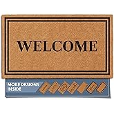 Barnyard Designs Natural Coco Coir Heavy Duty Backing Doormat - Large Cute Non-Slip Front Door Welcome Mat for Outside Entran