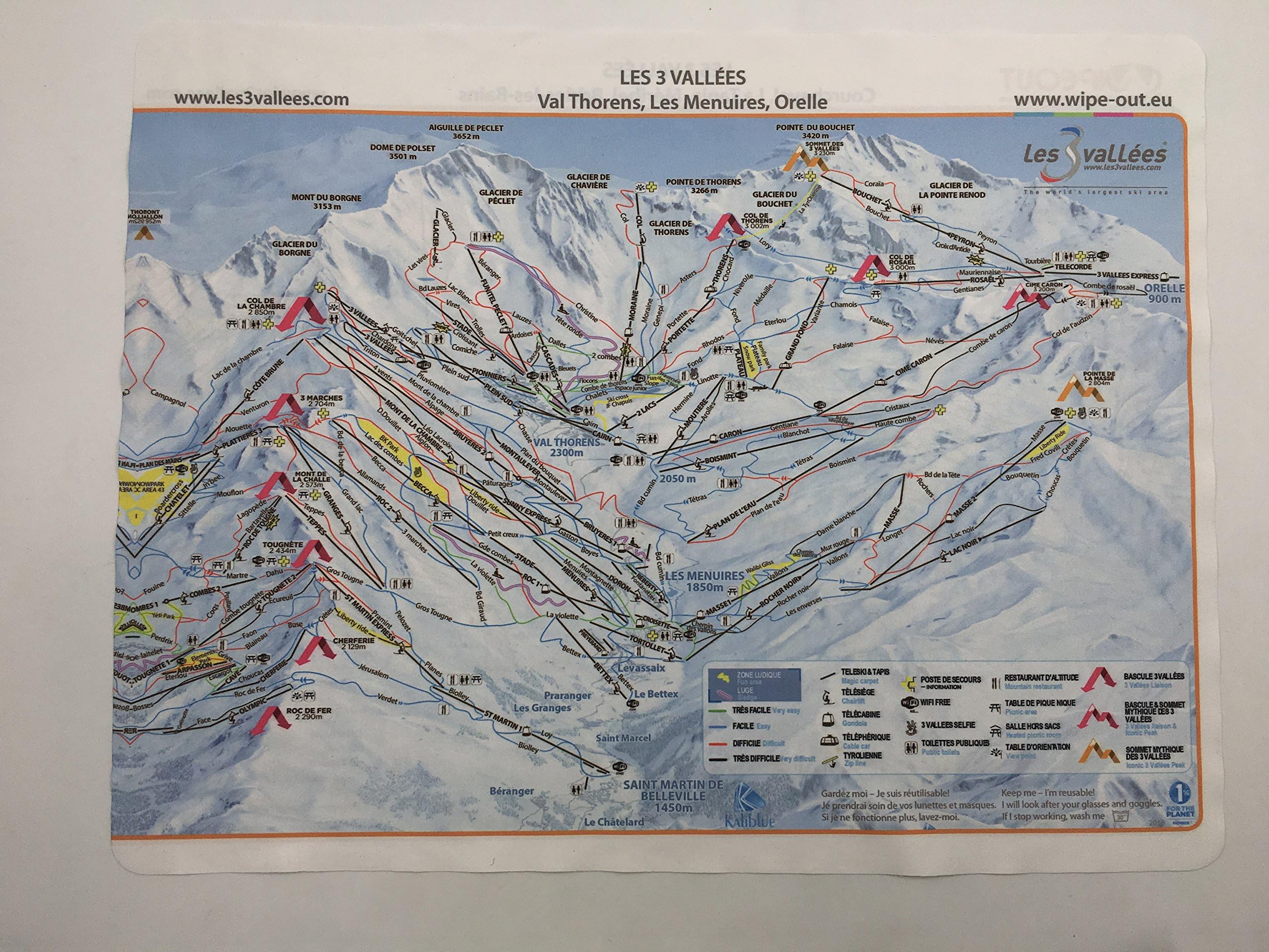Wipeout Piste Map Lens Cloth Three Valleys (3 Vallées)