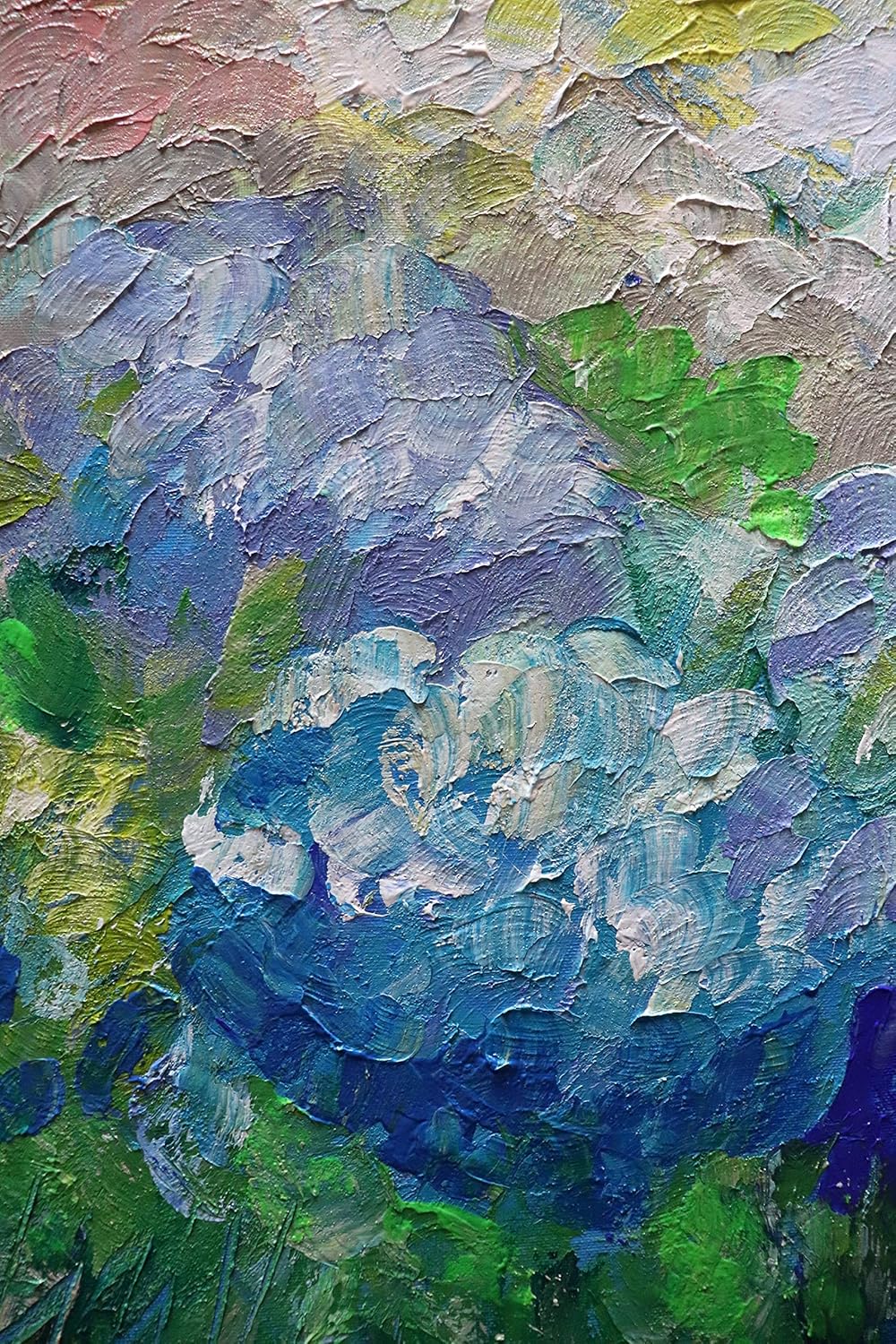 Amazon Com Hydrangeas Gardens Summer Original Painting Impasto Oil Large Art On Canvas Triptych 48x20 Handmade