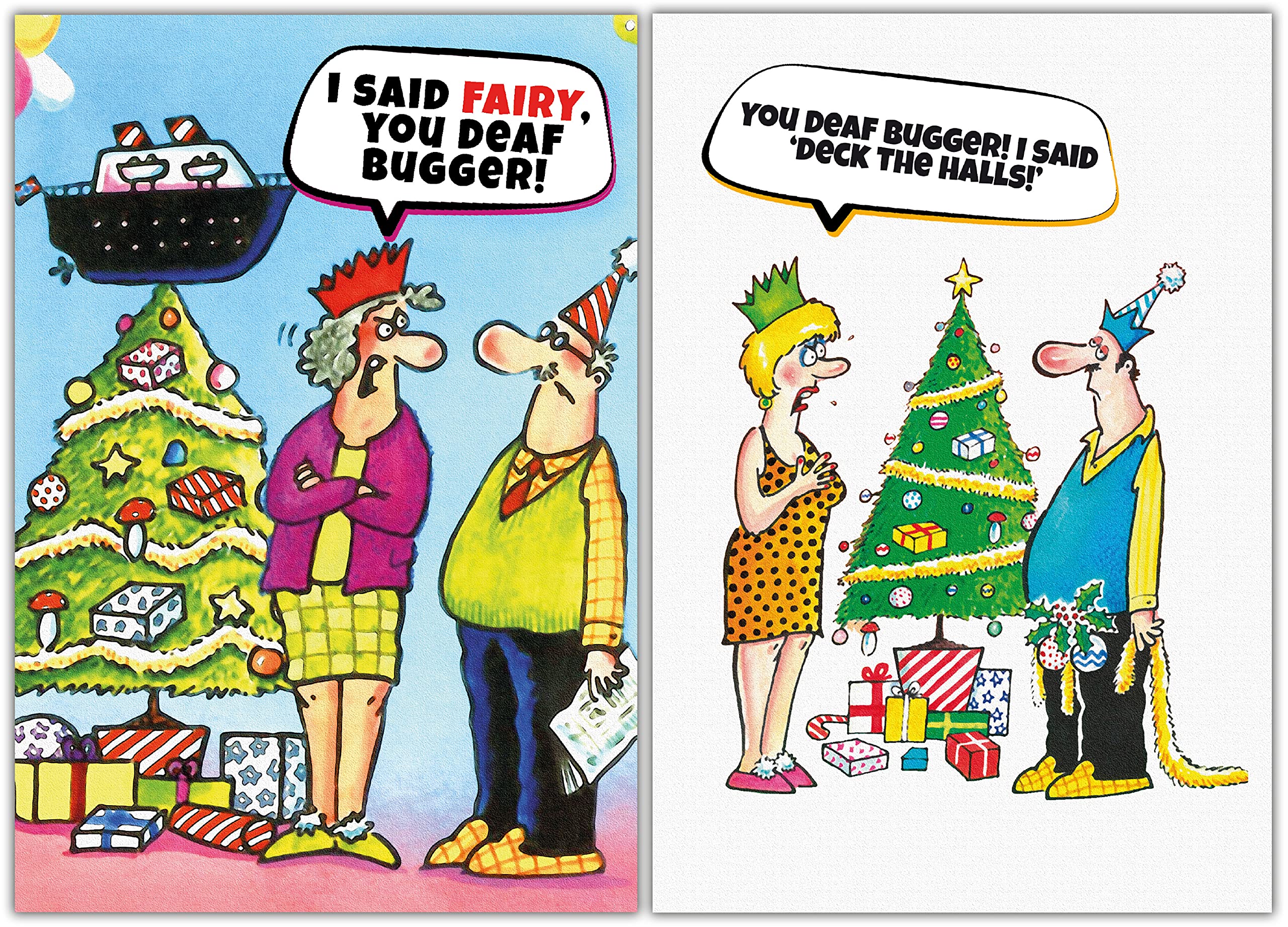 Emotional Rescue Funny & Rude Christmas Cards Multi-pack, 10 Funny Christmas Cards, 2 Different Designs, Assorted