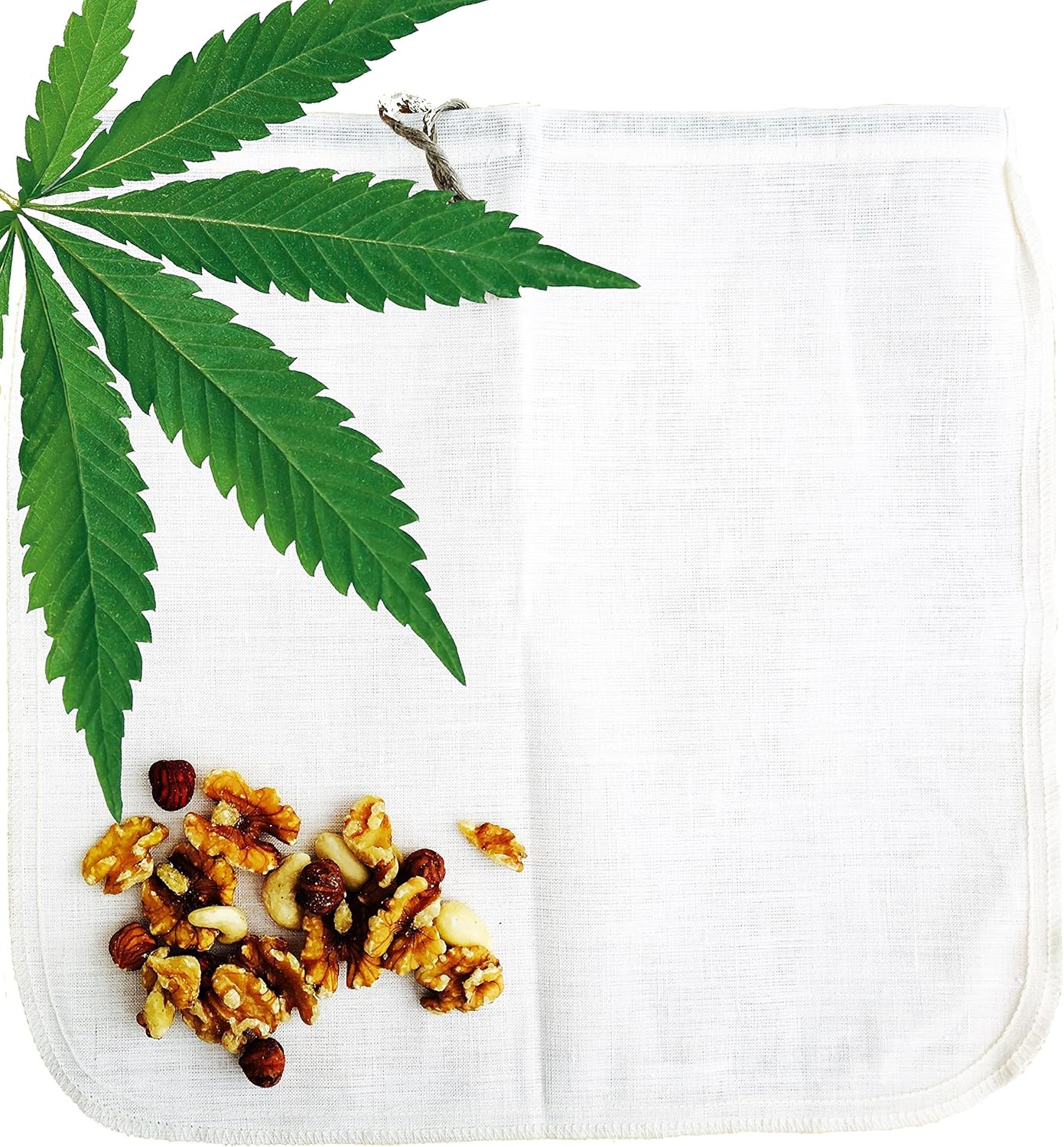 Hanf Nussmilchbeutel ecocasa - Die umweltfreundliche Alternative zur Herstellung von Mandelmilch - Haselnussmilch - Selleriesaft - Veganer Joghurt - Quinoa spülen | INKLUSIVE Anleitung und Rezepte