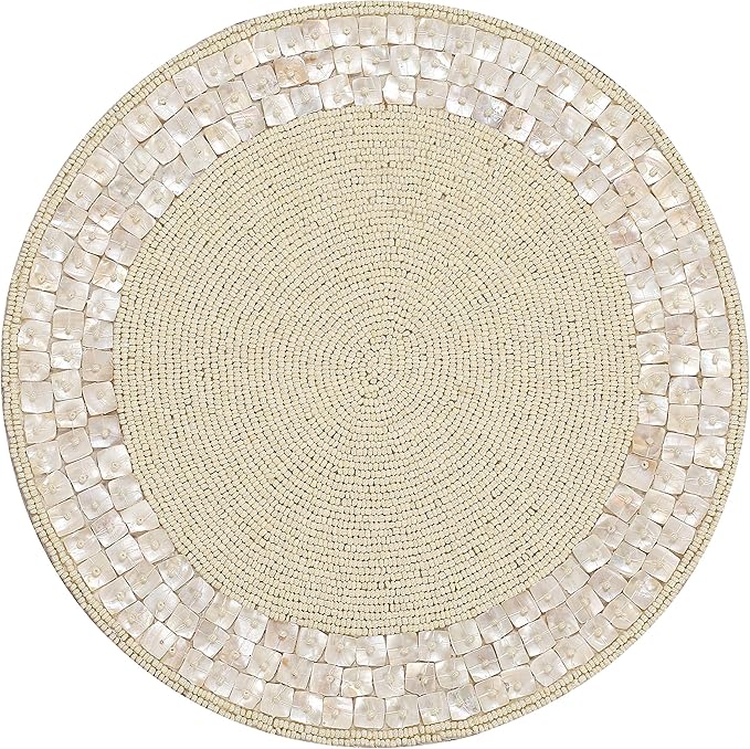 Beaded Placemats for dining Table White Ivory Pack of 1