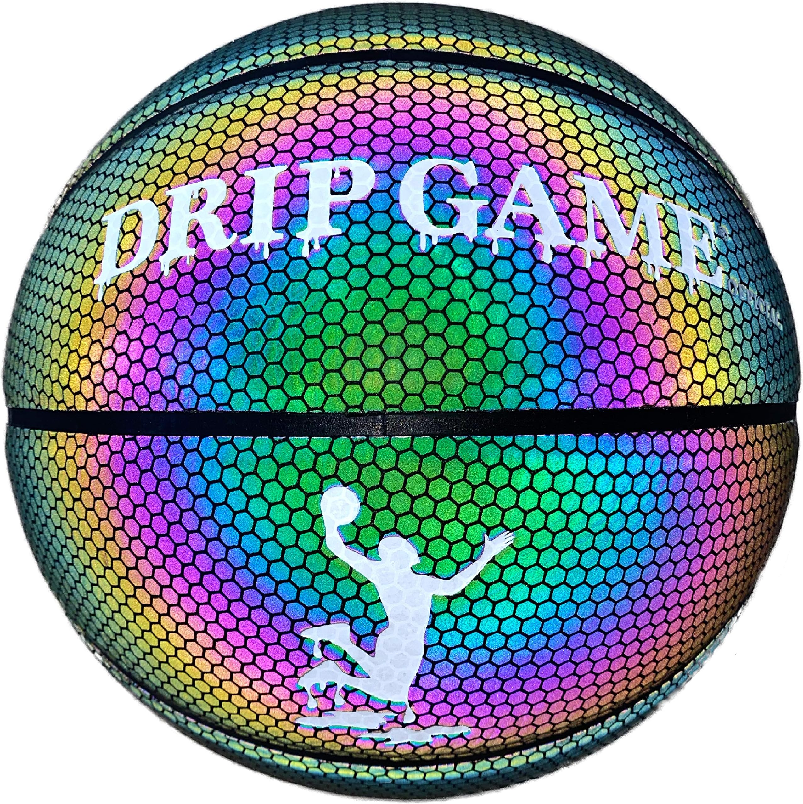 Drip Game Holographic Basketball Indoor Outdoor Limited Edition Ball Mens Official NBA Size 29.5 Size 6 Womens WNBA 28.5 Basketball for Men Women Youth Light Up Reflective Glow Basketballs