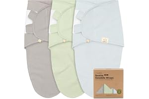 KEABABIES 3-Pack Organic Swaddles for Newborns, Baby Sleep Sacks 0-3 Months - Baby Swaddle Wrap, Newborn Wearable Blanket, Infant Sleep Sack for Girls, Boys, Soft & Snug, Large Hook & Loop Closure (Ripple)