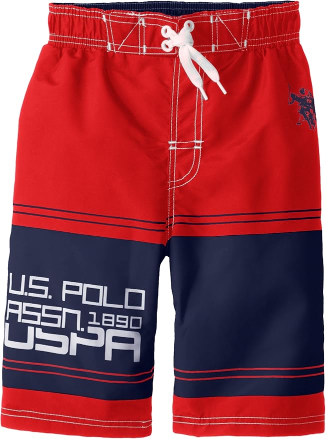 U.S. Polo Assn. Boys' Swim Trunks with Contrast Piping