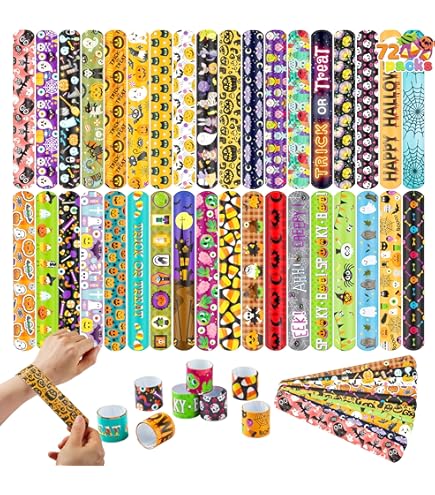 48 Bracelets Claquants Halloween Pour Enfants - 24 Modèles Colorés - Lot Pour Fêtes, Cadeaux, Sacs De Bonbons