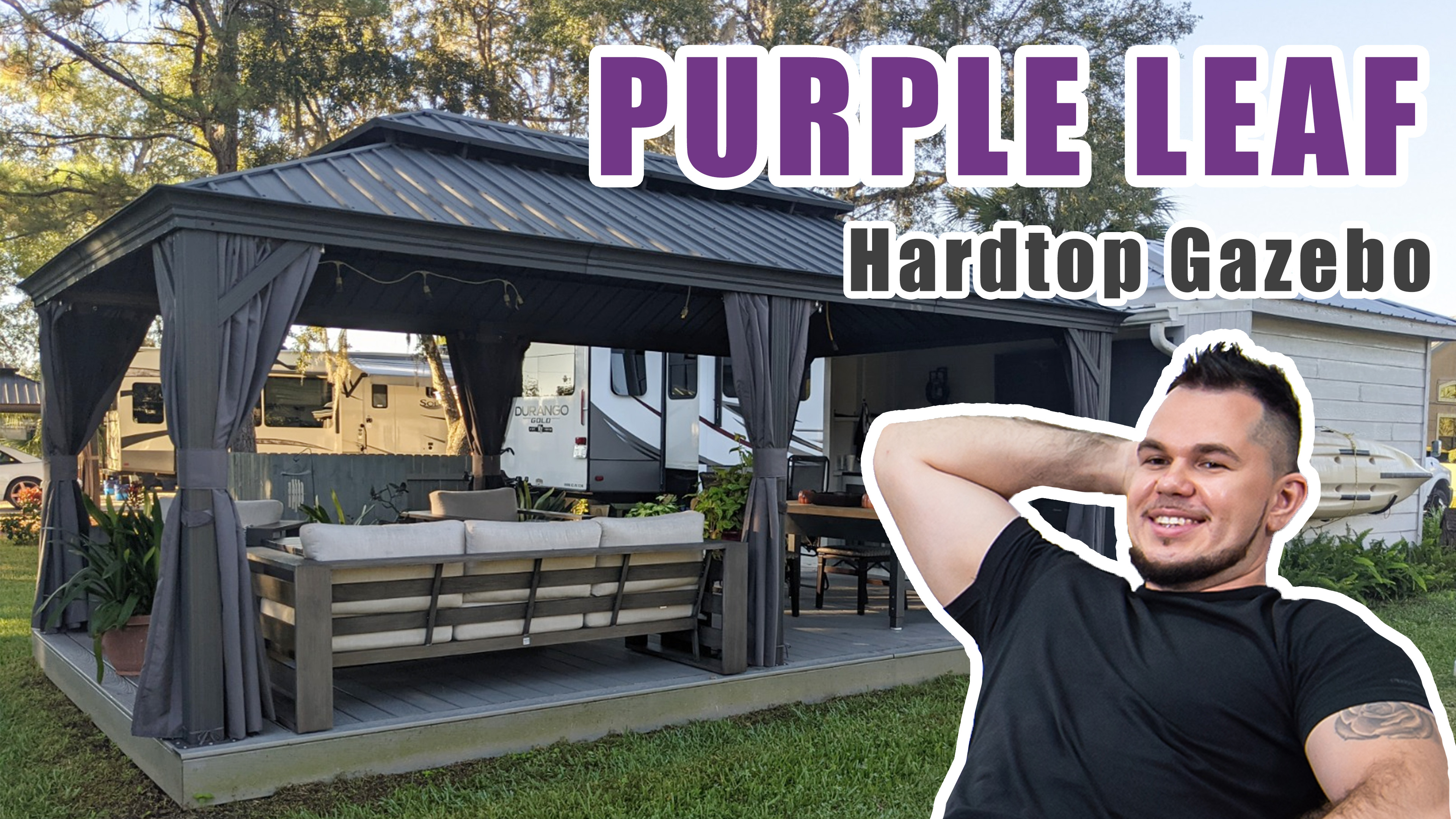 PURPLE LEAF 12'x12' Hardtop Gazebo with Galvanized Steel Roof, Gray image 34