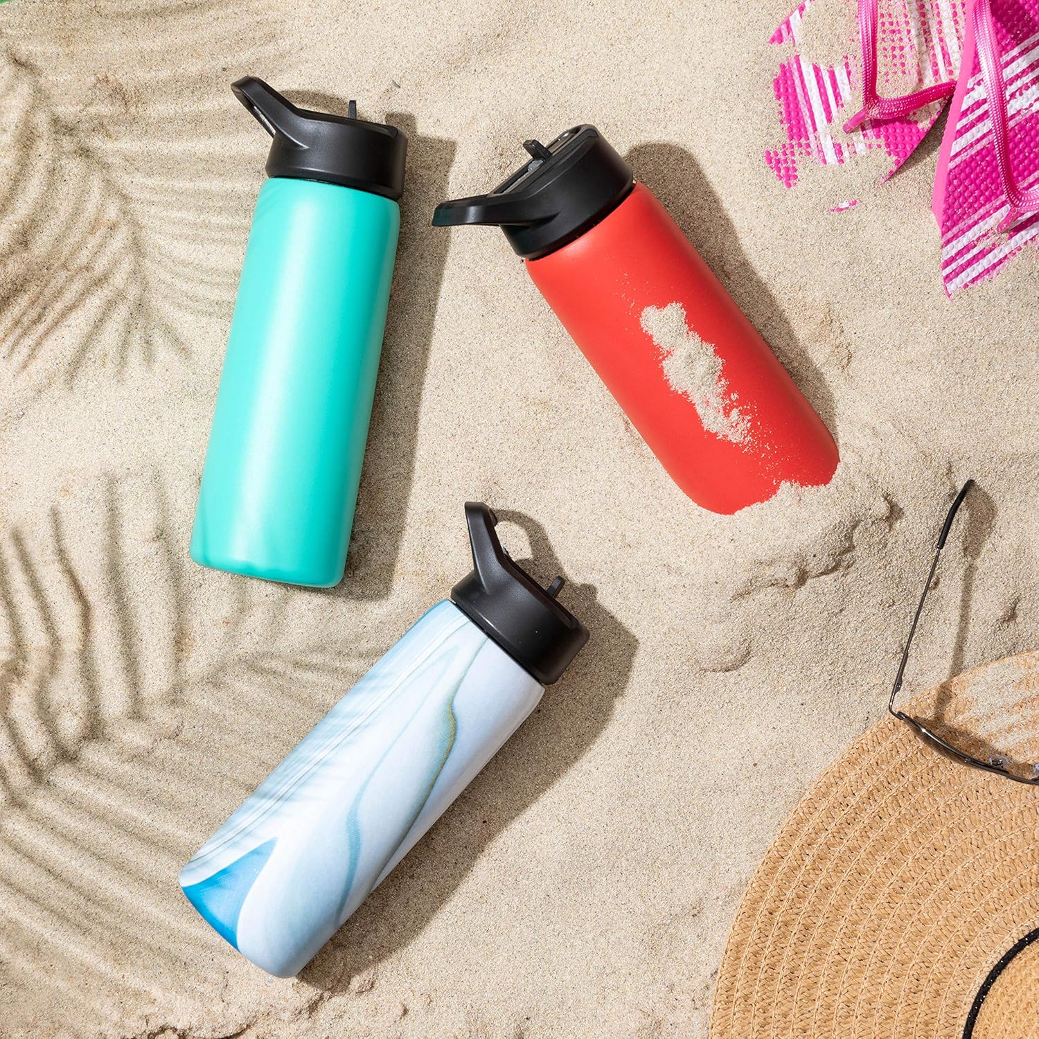 Triple-Insulated Stainless Steel Water Bottle with Straw Lid - Flip-Top Lid - Wide-Mouth Cap (26 oz) Insulated Water Bottles, Keeps Hot and Cold - Great for Hiking & Biking (Dreamy Purple) : Sports & Outdoors