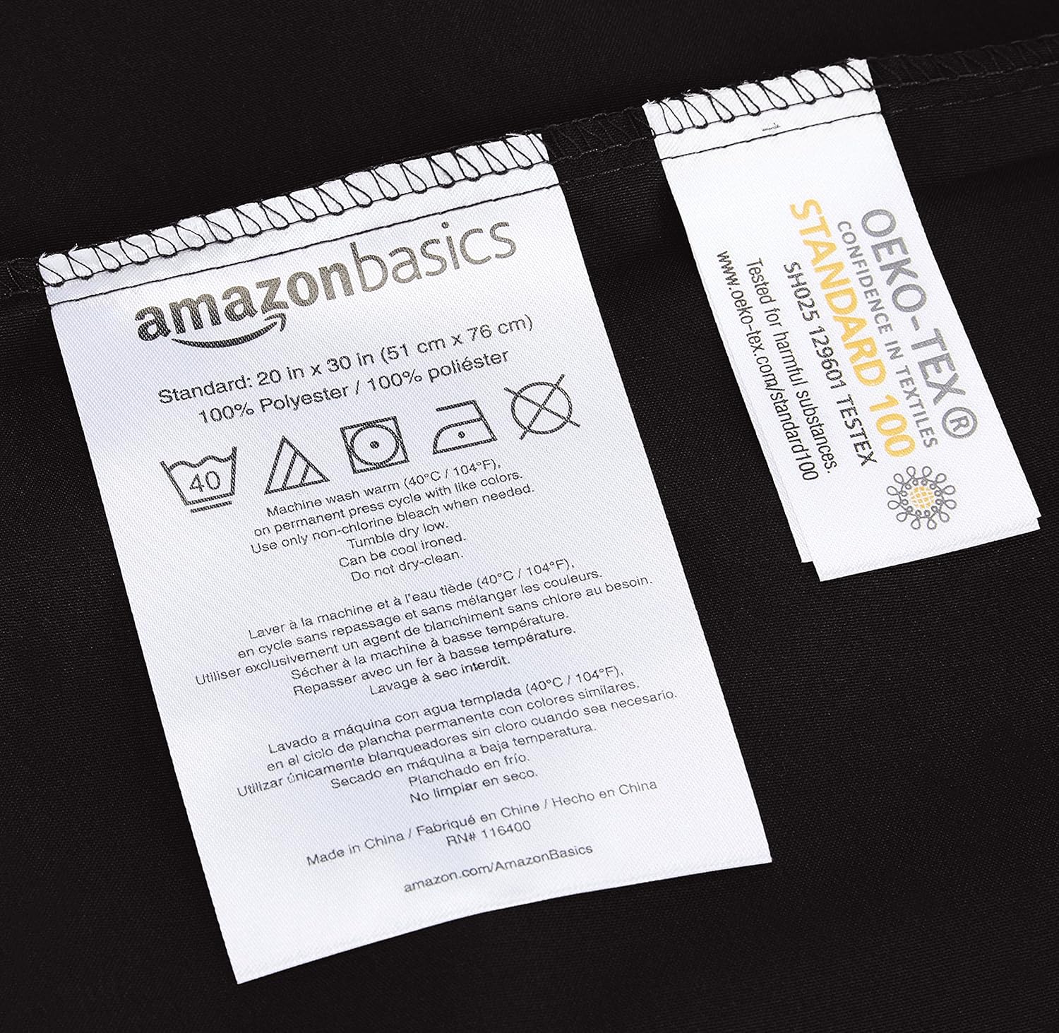 Basics Lightweight Soft Easy Care Microfiber Pillowcases - 2-Pack, Standard, Black: Home & Kitchen