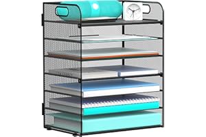 Delifox 7-Tier Paper Letter Tray Organizer for Desk, Mesh File Holder Organization Document Storage for School Office Home